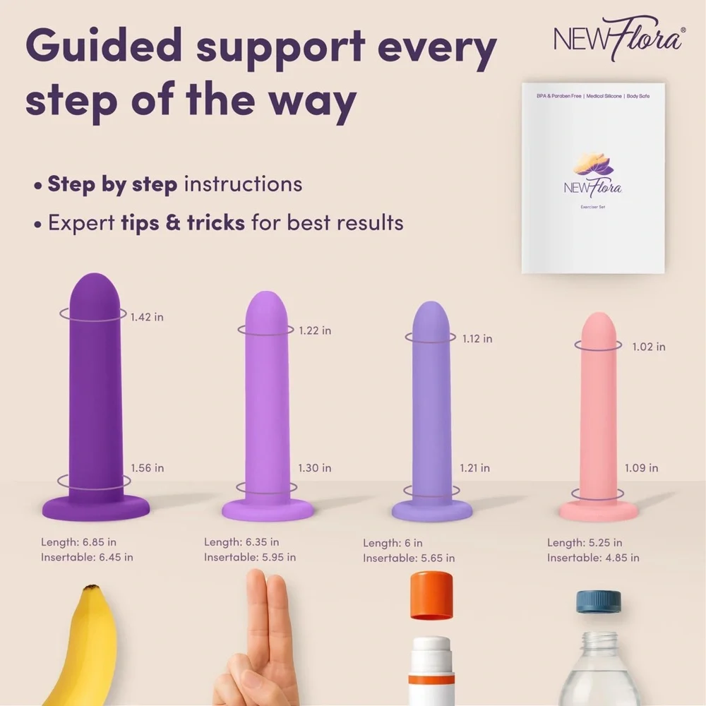 NIB! NewFlora Silicone Wand Exerciser Set of 4- Purple, Lavender, Lilac & Pink
